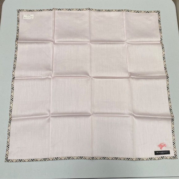 100% Authentic NWT Burberry Pink Tartan Scarf Handkerchief Made in Japan - Picture 9 of 14